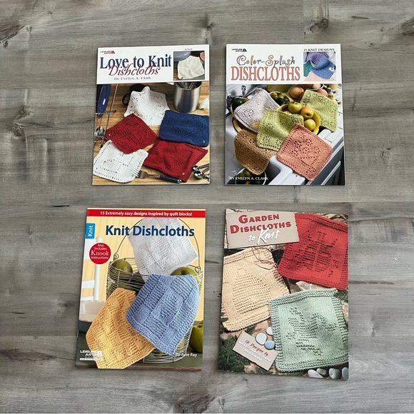 Other - NWT Set of 4 Knit Dishcloth Pattern Books (Color Splash, Garden Theme, Etc.)